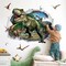 3D Large Dinosaur Wall Stickers Dino Crack Hole Dinosaur Animal Peel (Multi)